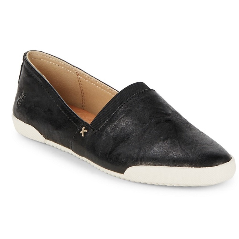 Frye Melanie Leather Black Slip On Flats Sz.8M